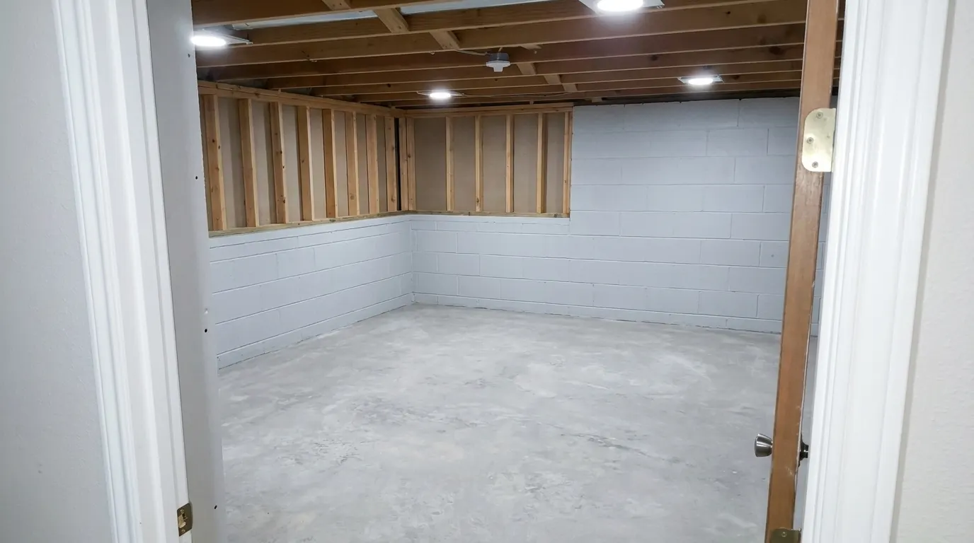 Same basement extracted, disinfected and dry after cleanup