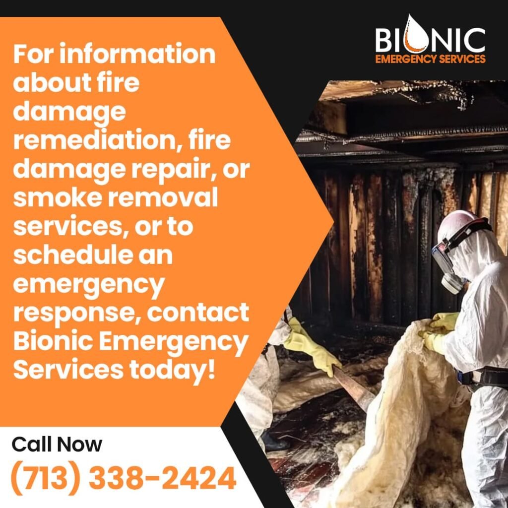 Contact Bionic Emergency Services for fire damage remediation, fire damage repair or smoke removal